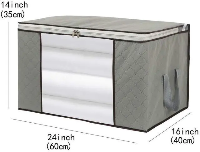 Alt view image 7 of 7 - 2 Pack Foldable Large Storage Bags for Comforter Quilt Blanket Clothes | 24 x 16 x 14 inch with Clear Window & Handles - Easy to Fit King Size Comforter Set Under Bed Organizer