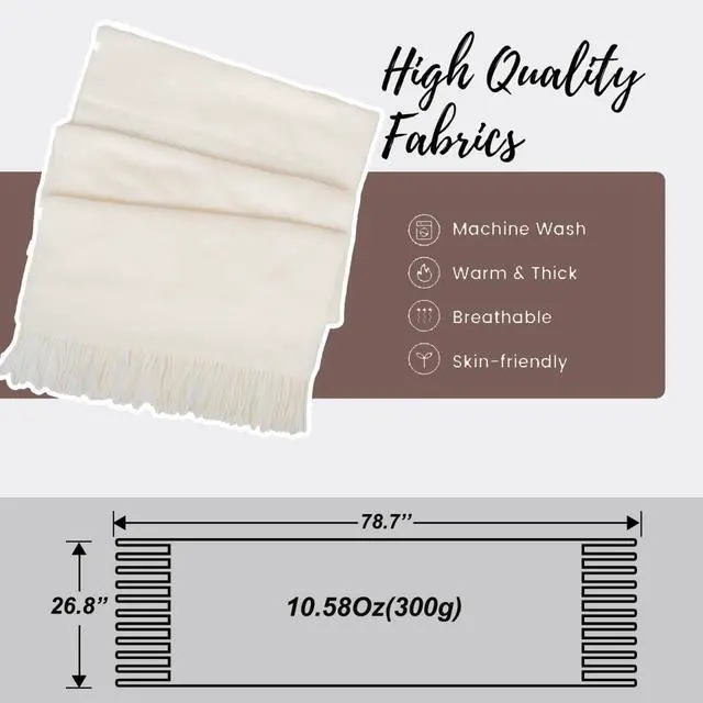 Alt view image 2 of 7 - Winter Scarf for Women Cold Weather - Soft Warm Shawls Scarves with Tassels | Soft warm winter scarf for women with tassel design, 78.7''×26.8'' size, cozy cold weather shawl for daily wear