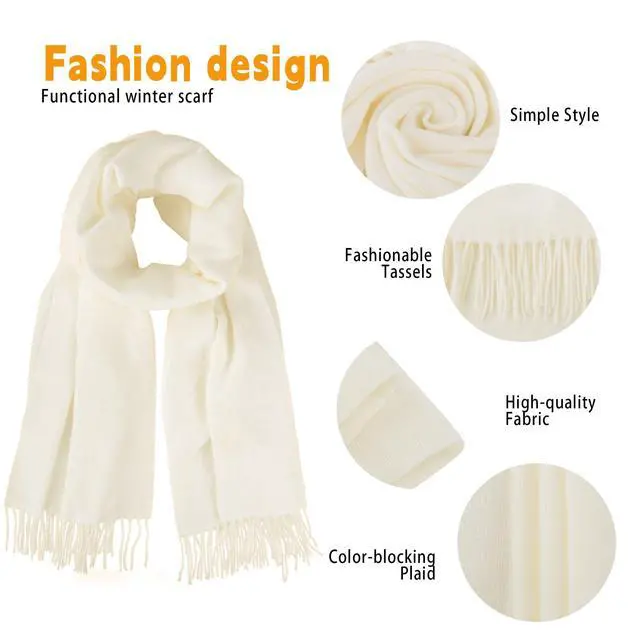 Alt view image 3 of 7 - Winter Scarf for Women Cold Weather - Soft Warm Shawls Scarves with Tassels | Soft warm winter scarf for women with tassel design, 78.7''×26.8'' size, cozy cold weather shawl for daily wear