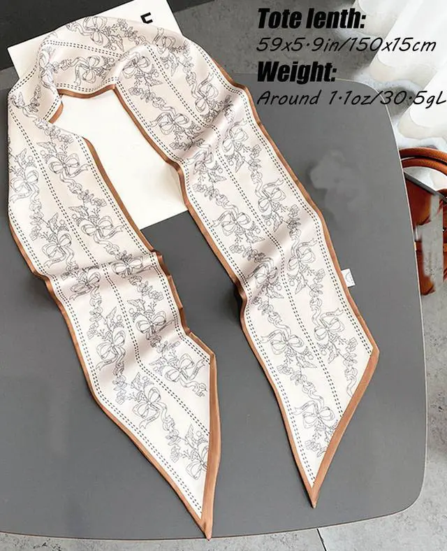 Alt view image 3 of 6 - Head Scarf Hair Neck Scarves For Women Purse Bag Scarfs For Handbags Silky Long Thin Satin Headscarf Fashion Lightweight 59 * 5.9inch B17