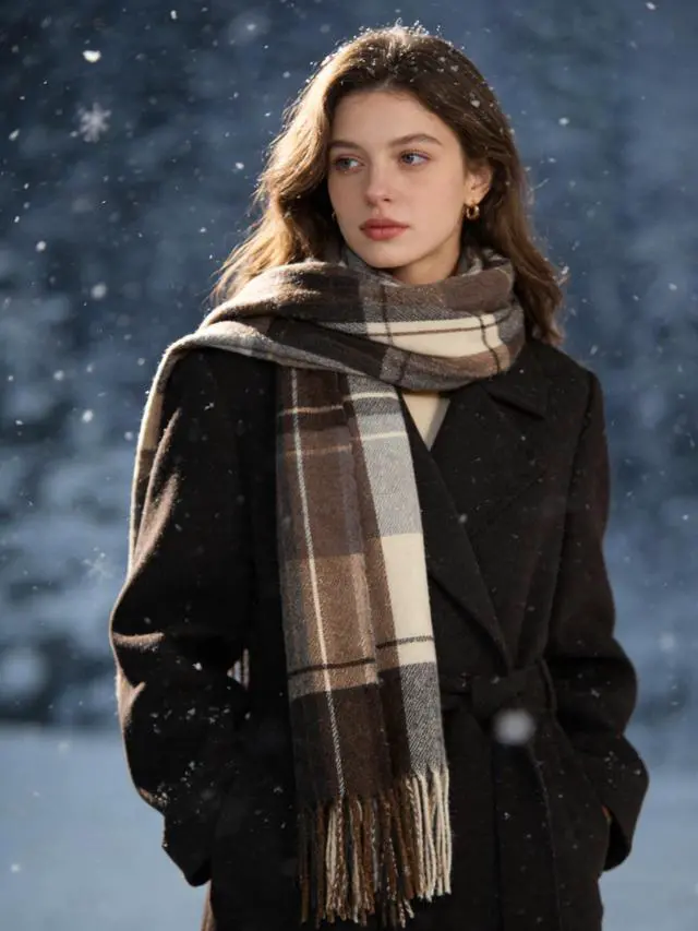Alt view image 4 of 7 - Winter Plaid Scarf for Women Vintage Oversized Winter Scarves Shawls Wraps Blanket with Tassel