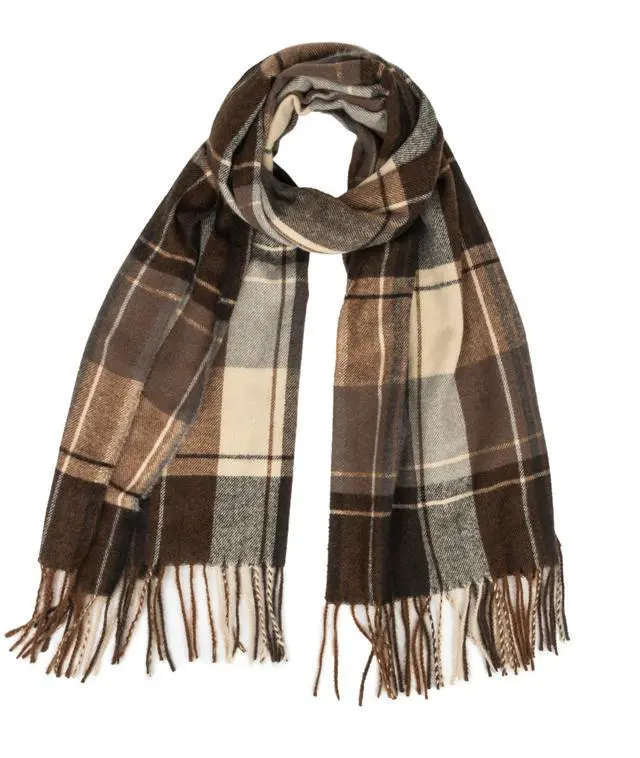 Alt view image 7 of 7 - Winter Plaid Scarf for Women Vintage Oversized Winter Scarves Shawls Wraps Blanket with Tassel