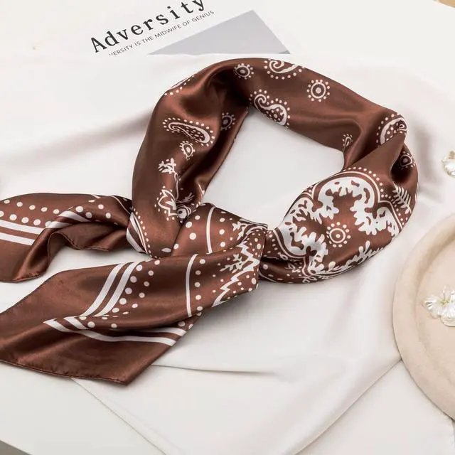 Alt view image 4 of 7 - 4PCS Head Scarf for Women 35 Silk Feel Hair Scarf | Satin Neck Scarfs, Square Bandana Hair Wraps, Head Scarves for Sleeping, Travel, Hair Protection, Daily Wear