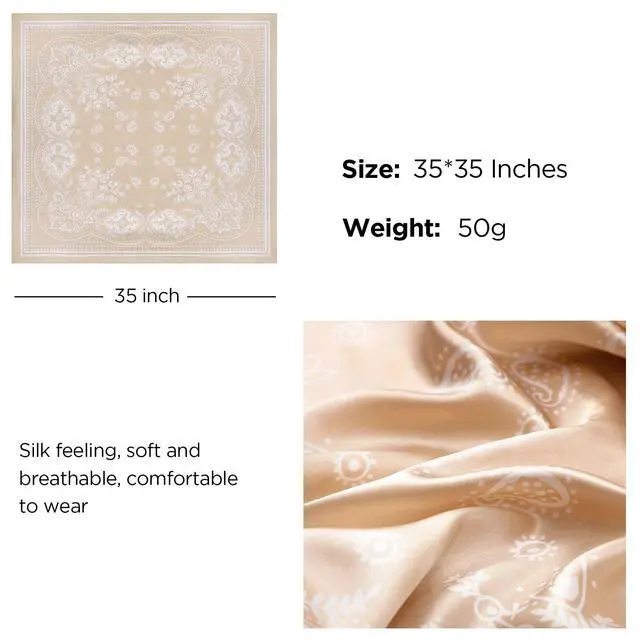 Alt view image 3 of 7 - 4PCS Head Scarf for Women 35 Silk Feel Hair Scarf | Satin Neck Scarfs, Square Bandana Hair Wraps, Head Scarves for Sleeping, Travel, Hair Protection, Daily Wear