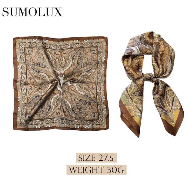 Alt view image 2 of 7 - Head Hair Scarf for Women Like Satin Silk Scarf Bandana | Hair Wrapping Night, Large Square Scarves 27.5", Fashion Neck Scarves