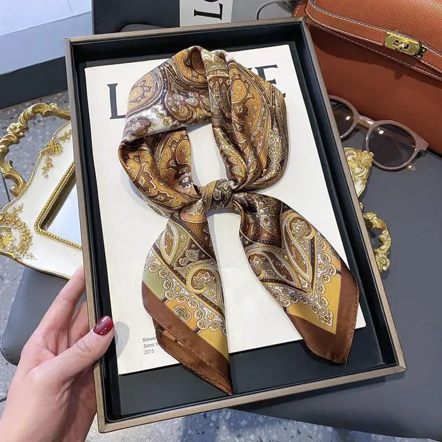 Alt view image 5 of 7 - Head Hair Scarf for Women Like Satin Silk Scarf Bandana | Hair Wrapping Night, Large Square Scarves 27.5", Fashion Neck Scarves