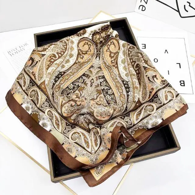 Alt view image 7 of 7 - Head Hair Scarf for Women Like Satin Silk Scarf Bandana | Hair Wrapping Night, Large Square Scarves 27.5", Fashion Neck Scarves