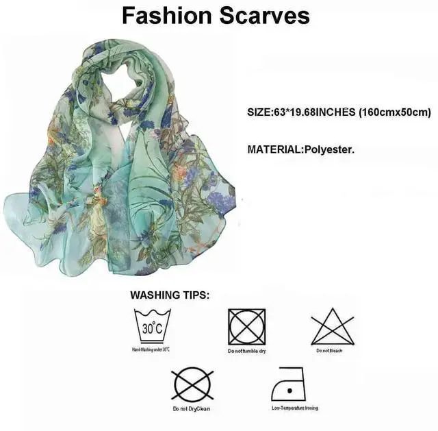 Alt view image 4 of 4 - Scarfs for Women Lightweight Scarves Elegant Floral Pattern Sheer Scarfs Shawls Wraps (YH-120)