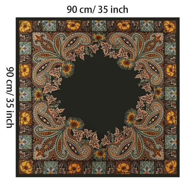 Alt view image 2 of 7 - 35'' Floral Print Head Scarf for Women Satin Large Lightweight Bandana | Floral Paisley Scarf, Oversized Square Bandana, Boho Square Neck Scarf, Bag Accessory