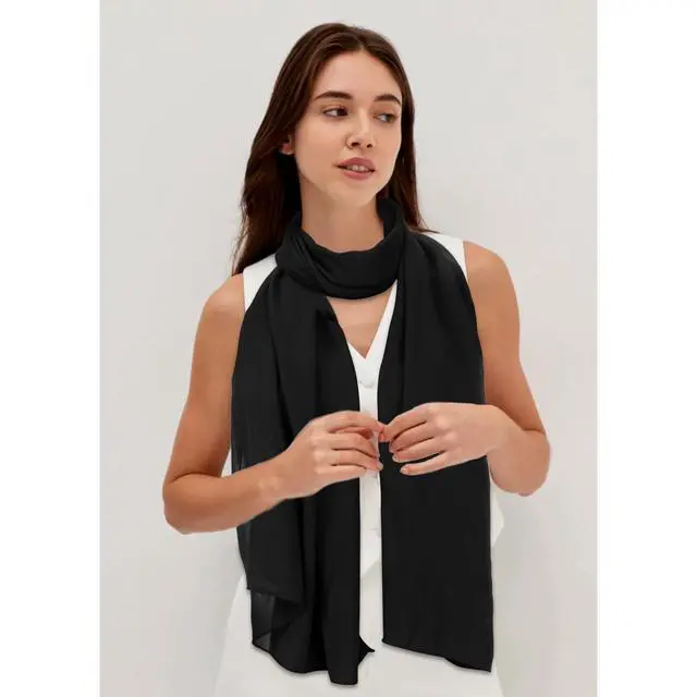 Alt view image 7 of 7 - Women Lightweight Chiffon Scarf Breathable Solid Color Sun-proof Shawls | Long Chiffon Shawl for Evening Dress,Sun Protection Shawl,Versatile Scarf Head Wrap
