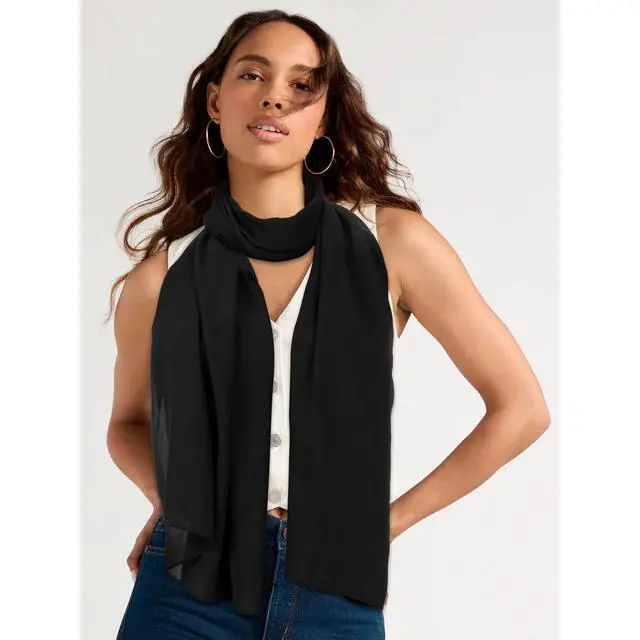 Alt view image 6 of 7 - Women Lightweight Chiffon Scarf Breathable Solid Color Sun-proof Shawls | Long Chiffon Shawl for Evening Dress,Sun Protection Shawl,Versatile Scarf Head Wrap