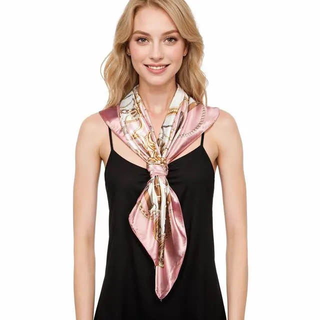 Alt view image 2 of 7 - Head Scarf for Women Like Silk Scarf Hair Scarf Printed Square Scarf Bandanas for Women 35 Inches