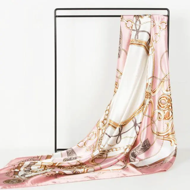 Alt view image 5 of 7 - Head Scarf for Women Like Silk Scarf Hair Scarf Printed Square Scarf Bandanas for Women 35 Inches