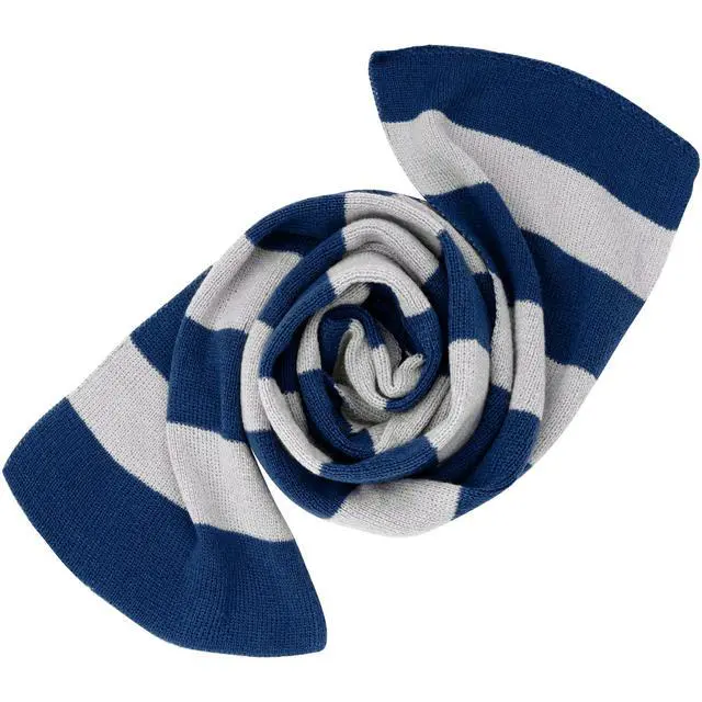 Alt view image 3 of 6 - Blue and Gray Striped Scarf - Soft Knit Winter Men's Scarf - Cosplay Costume Accessory for Halloween Christmas Party