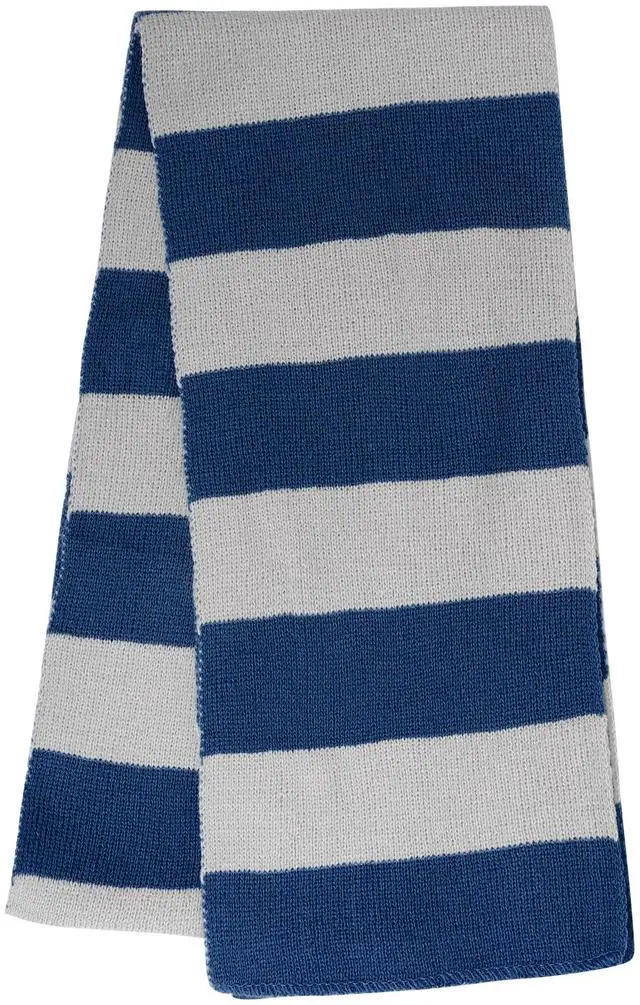 Main image of Blue and Gray Striped Scarf - Soft Knit Winter Men's Scarf - Cosplay Costume Accessory for Halloween Christmas Party