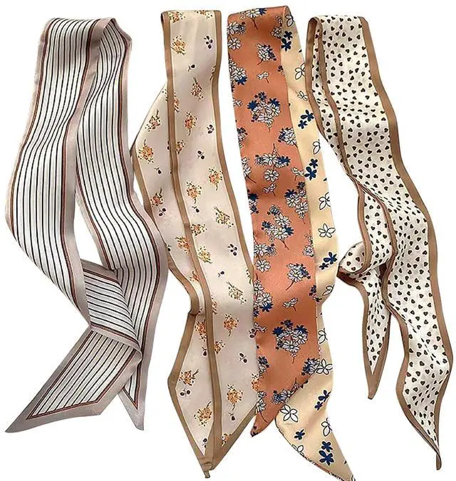 Main image of Hair Scarf for Women, 35"x2.36" Lightweight Silk Headband, Purse & Bag Scarves Gift Collection