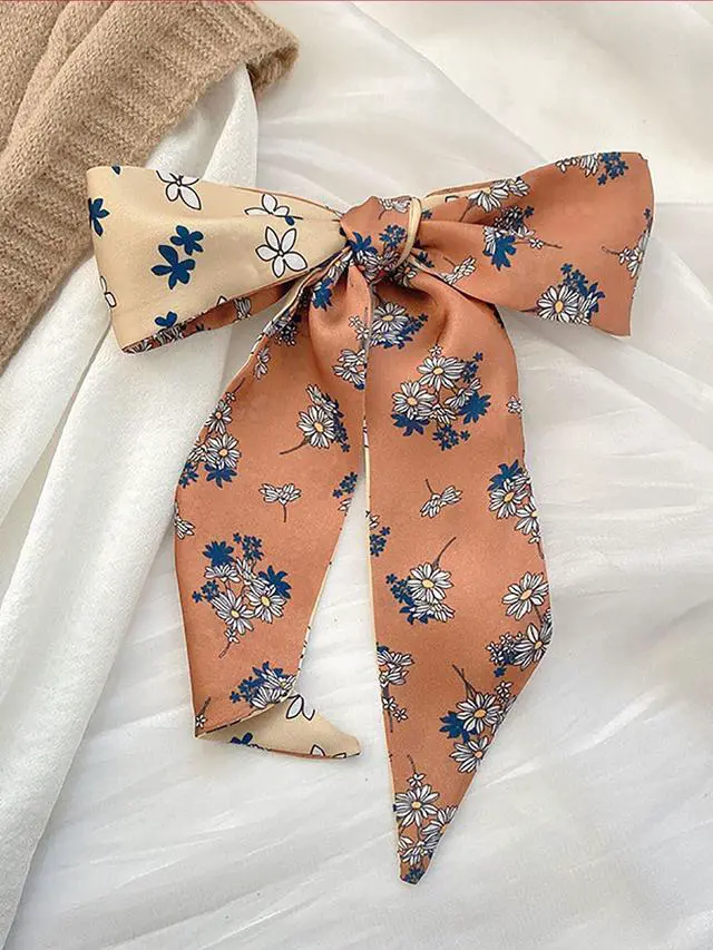 Alt view image 7 of 7 - Hair Scarf for Women, 35"x2.36" Lightweight Silk Headband, Purse & Bag Scarves Gift Collection