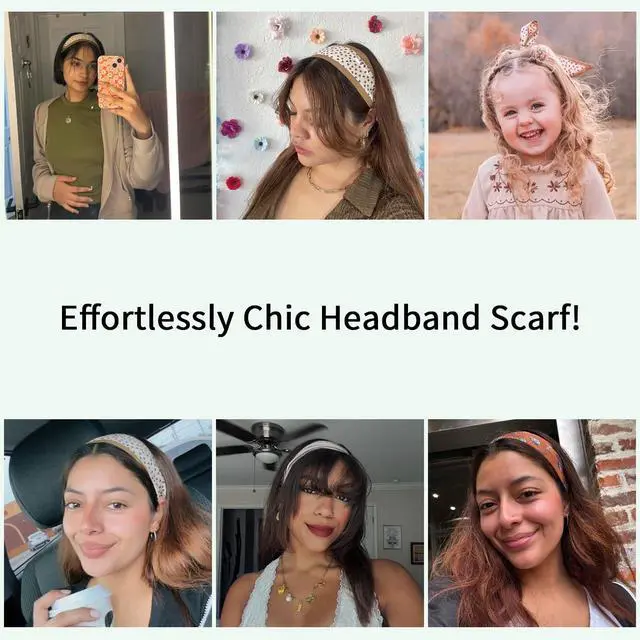 Alt view image 5 of 7 - Hair Scarf for Women, 35"x2.36" Lightweight Silk Headband, Purse & Bag Scarves Gift Collection