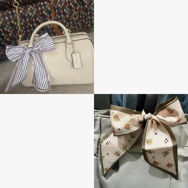 Alt view image 6 of 7 - Hair Scarf for Women, 35"x2.36" Lightweight Silk Headband, Purse & Bag Scarves Gift Collection