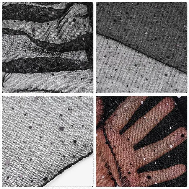 Alt view image 3 of 7 - Women Sequin Bandana Summer Silk Mesh Scarf Sheer Long Beach Glitters Shawl Wrap hijab for Evening Dresses (Black)