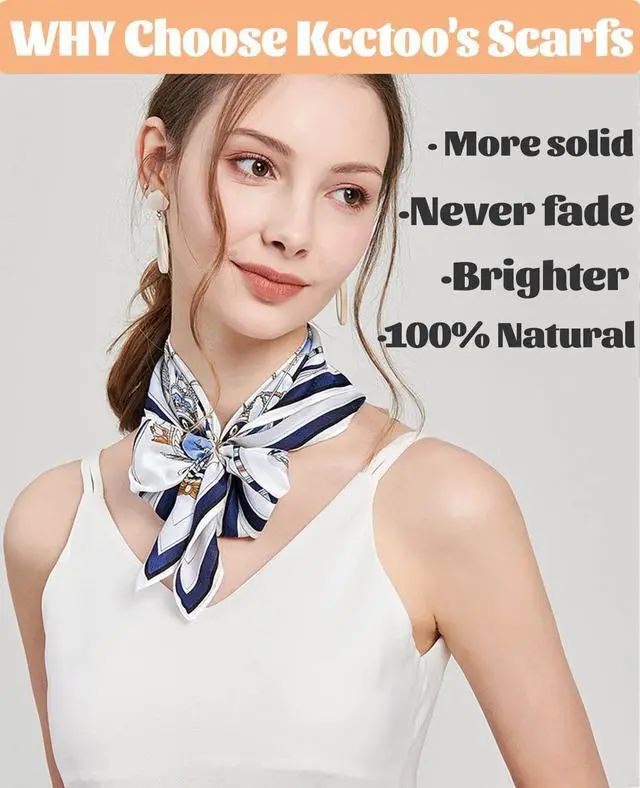Alt view image 3 of 7 - 27.5" Mulberry Silk Feeling Head Scarf Women's Fashion Square Neck Satin Scarfs for Bag Hair Scarves Gift(A9)