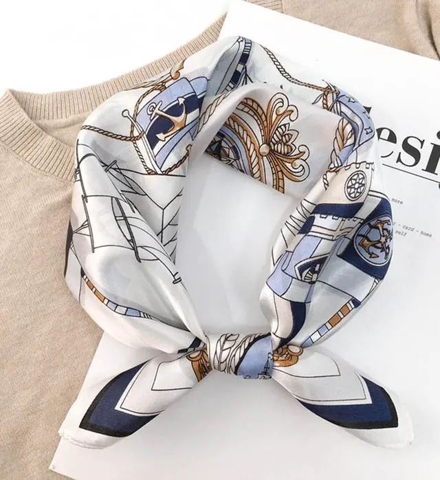 Alt view image 7 of 7 - 27.5" Mulberry Silk Feeling Head Scarf Women's Fashion Square Neck Satin Scarfs for Bag Hair Scarves Gift(A9)