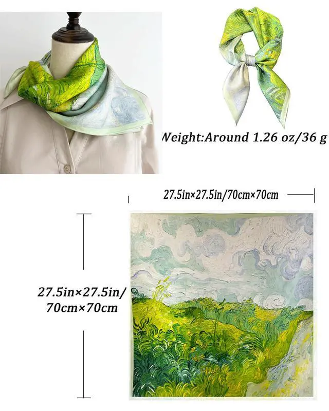 Alt view image 3 of 6 - Neck Scarf For Womens Silky Head Scarves Hair Bandanas Square Scarf Fashion Accessories lightweight 27.5 * 27.5inch-20