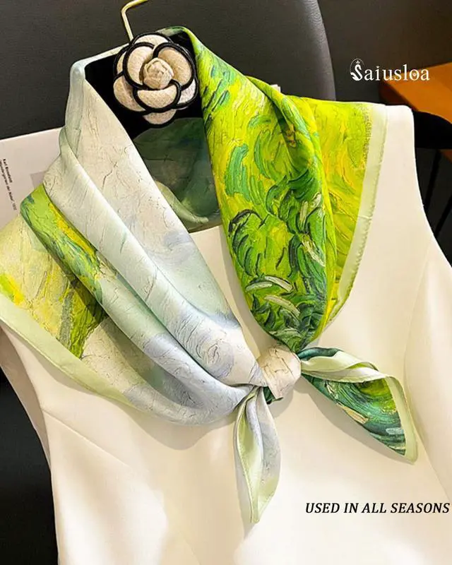 Alt view image 2 of 6 - Neck Scarf For Womens Silky Head Scarves Hair Bandanas Square Scarf Fashion Accessories lightweight 27.5 * 27.5inch-20