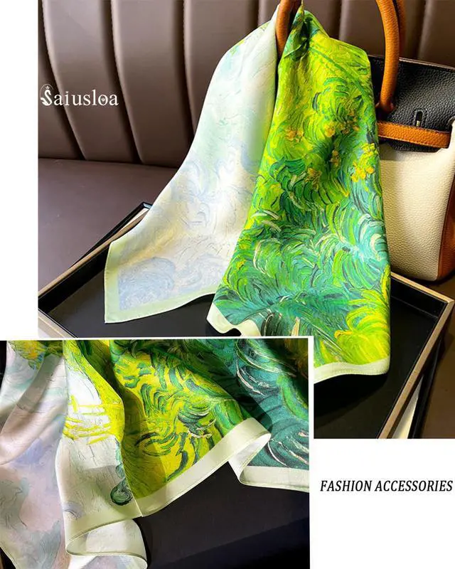 Alt view image 5 of 6 - Neck Scarf For Womens Silky Head Scarves Hair Bandanas Square Scarf Fashion Accessories lightweight 27.5 * 27.5inch-20