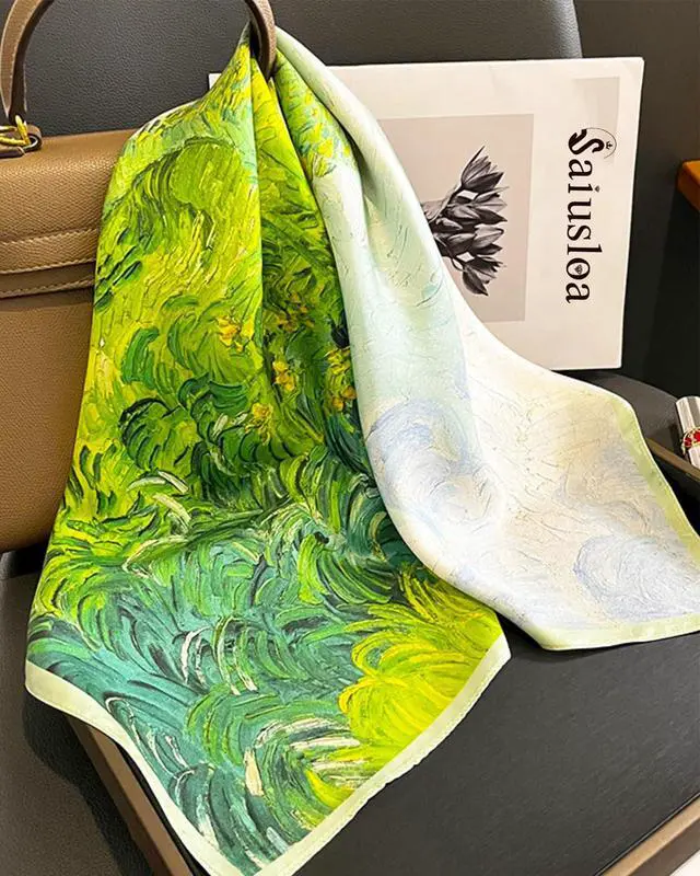 Alt view image 4 of 6 - Neck Scarf For Womens Silky Head Scarves Hair Bandanas Square Scarf Fashion Accessories lightweight 27.5 * 27.5inch-20