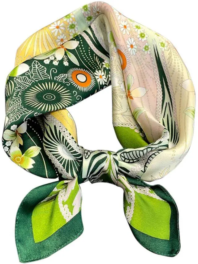 Main image of 27.5" Mulberry Silk Feeling Head Scarf Women's Fashion Square Neck Satin Scarfs for Bag Hair Scarves Gift(K007)