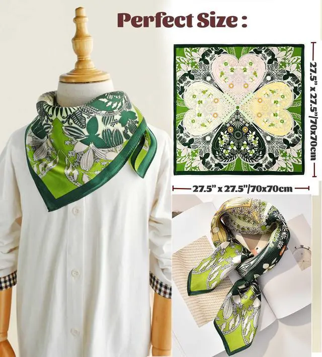 Alt view image 2 of 6 - 27.5" Mulberry Silk Feeling Head Scarf Women's Fashion Square Neck Satin Scarfs for Bag Hair Scarves Gift(K007)