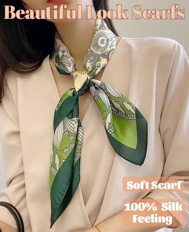 Alt view image 3 of 6 - 27.5" Mulberry Silk Feeling Head Scarf Women's Fashion Square Neck Satin Scarfs for Bag Hair Scarves Gift(K007)
