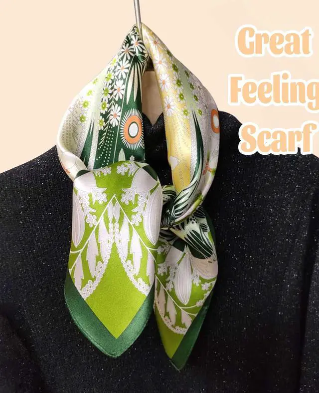 Alt view image 4 of 6 - 27.5" Mulberry Silk Feeling Head Scarf Women's Fashion Square Neck Satin Scarfs for Bag Hair Scarves Gift(K007)