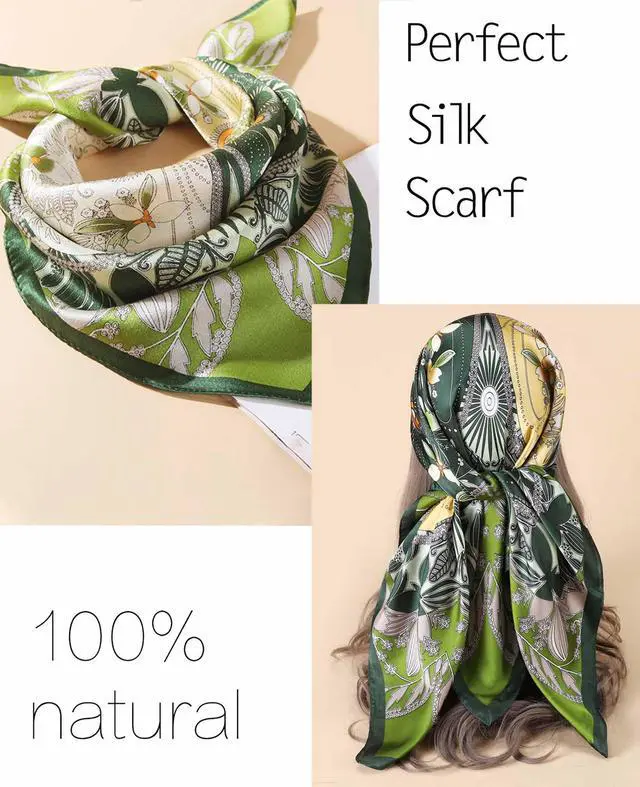Alt view image 6 of 6 - 27.5" Mulberry Silk Feeling Head Scarf Women's Fashion Square Neck Satin Scarfs for Bag Hair Scarves Gift(K007)