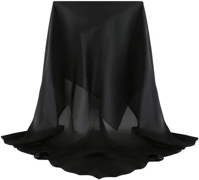 Main image of Black Silk Head Scarf, Womens 35 Square 100% Mulberry Black Silk Scarf for Hair Wrapping at Night (035-Black)
