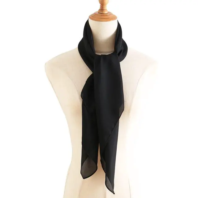 Alt view image 4 of 7 - Black Silk Head Scarf, Womens 35 Square 100% Mulberry Black Silk Scarf for Hair Wrapping at Night (035-Black)