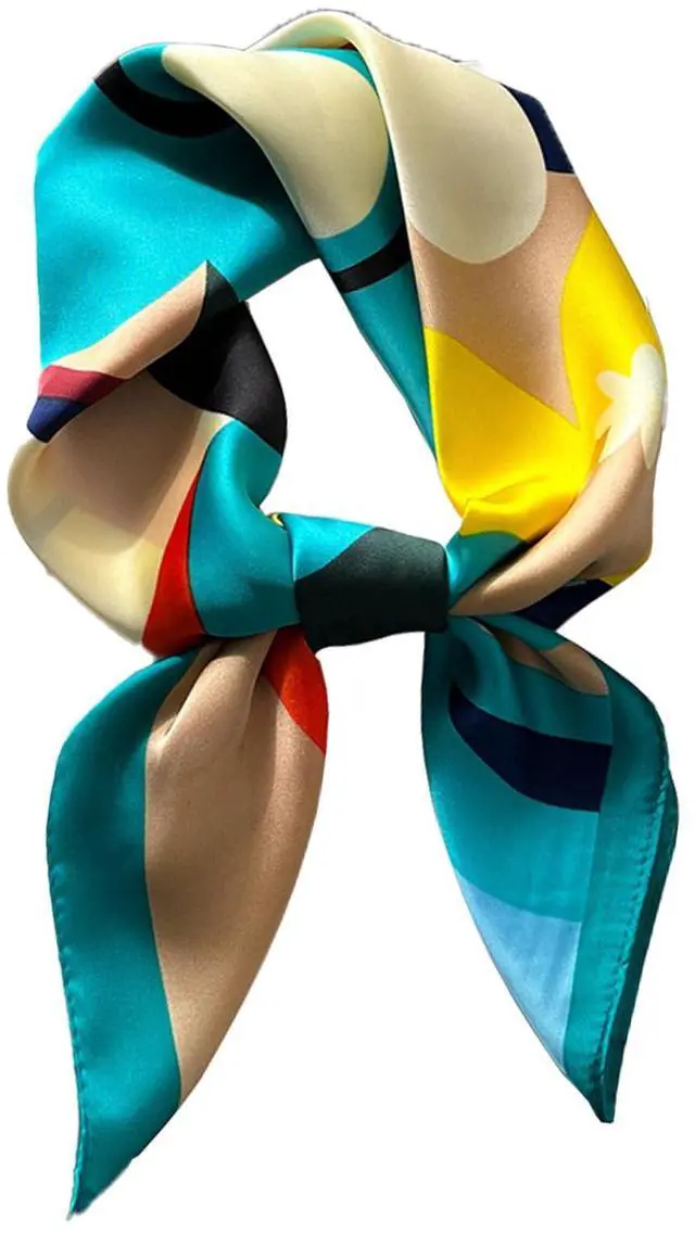 Main image of 27.5 Inch Silk Feeling Scarf for Women Square Satin Head Scarf Hair Wrap Bandana Blue