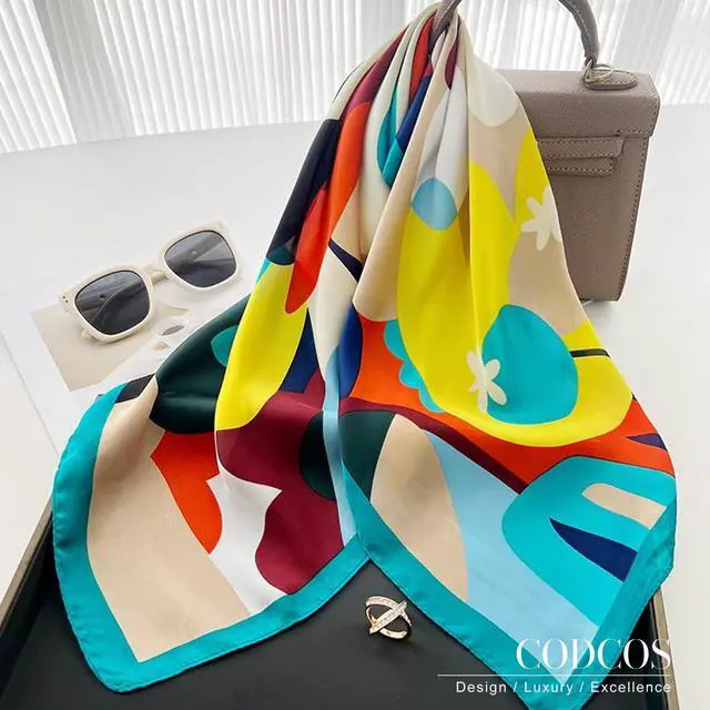Alt view image 3 of 7 - 27.5 Inch Silk Feeling Scarf for Women Square Satin Head Scarf Hair Wrap Bandana Blue