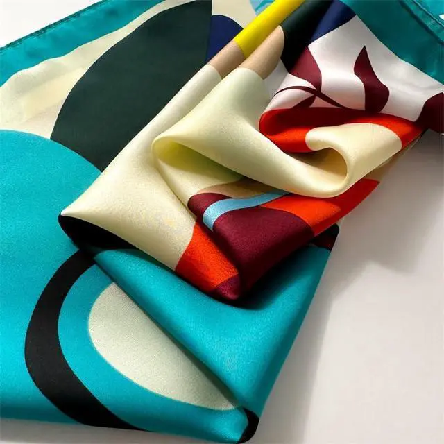 Alt view image 6 of 7 - 27.5 Inch Silk Feeling Scarf for Women Square Satin Head Scarf Hair Wrap Bandana Blue