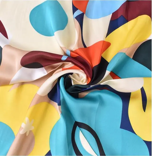 Alt view image 7 of 7 - 27.5 Inch Silk Feeling Scarf for Women Square Satin Head Scarf Hair Wrap Bandana Blue