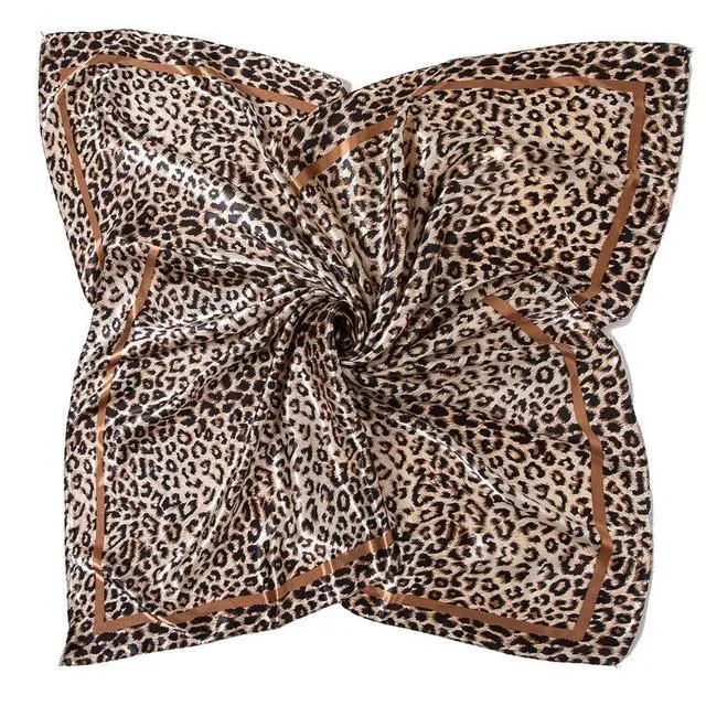 Alt view image 2 of 7 - WomensLeopard Print Silk Hair Head Scarf 35" Satin Neck Scarf Wrap Large Lightweight Bandana Fashion Accessories