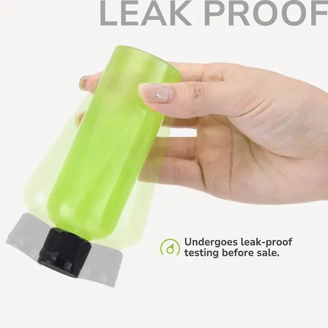 Alt view image 3 of 6 - 3.4 oz Travel Bottles for Toiletries, Plastic Shampoo Containers | 5pcs small size dispenser, clear squeeze tubes, leak proof, small empty for liquid, lotion, conditioner, soap, 100 ml, TSA