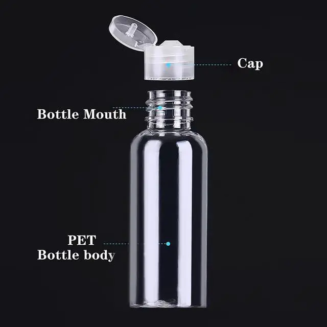 Alt view image 2 of 7 - 5 Pack 3.4oz Empty Plastic Travel Bottles for Toiletries TSA Approved Leak Proof Squeezable Travel Size Containers Travel Essentials Accessories, clear