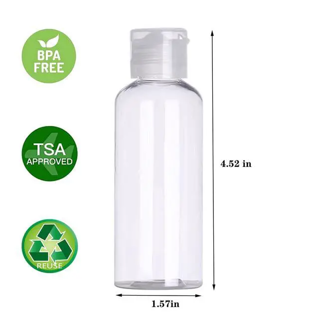 Alt view image 4 of 7 - 5 Pack 3.4oz Empty Plastic Travel Bottles for Toiletries TSA Approved Leak Proof Squeezable Travel Size Containers Travel Essentials Accessories, clear