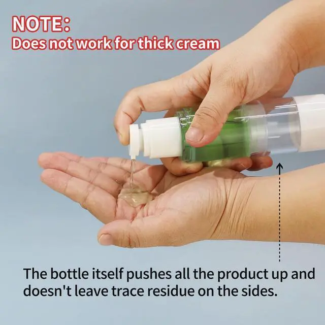 Alt view image 5 of 6 - 3.4 Oz 100ml Clear Airless Cosmetic Cream Pump Bottle Travel Size Dispenser Refillable Containers for Shampoo, Foundation, Lotion (Pack of 6)