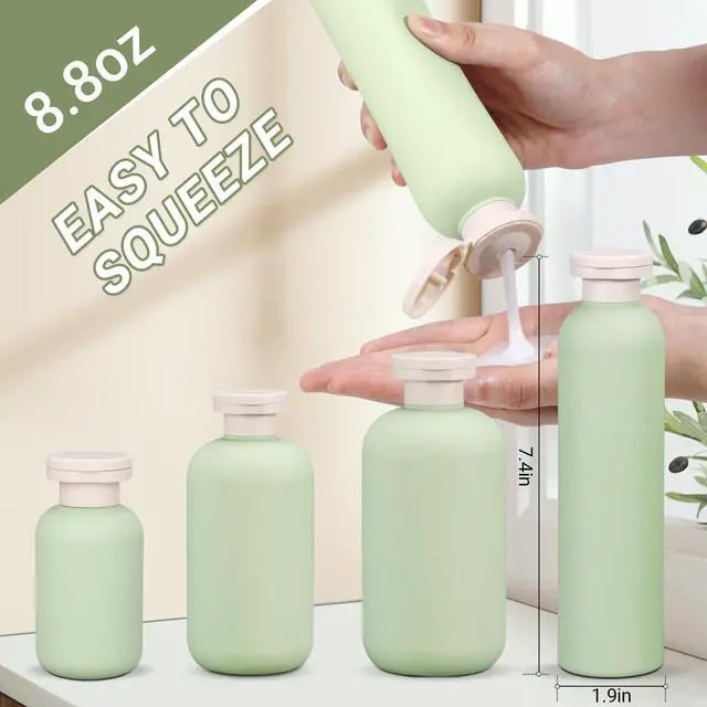 Alt view image 2 of 7 - Plastic Leak Proof Travel Bottles for Toiletries, TSA Approved Travel Size Containers, Squeeze Bottles Refillable for Shampoo, Lotion & Body Wash (Blue+Pink+Green, 8.8 oz)