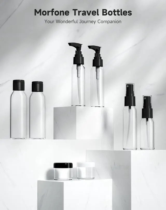 Alt view image 3 of 7 - Travel Bottles Kits -TSA Approved Travelling Size Containers for Toiletries Leak Proof Refillable Liquid Travel Essentials with Toiletry Bag for Cosmetic Shampoo Conditioner Lotion