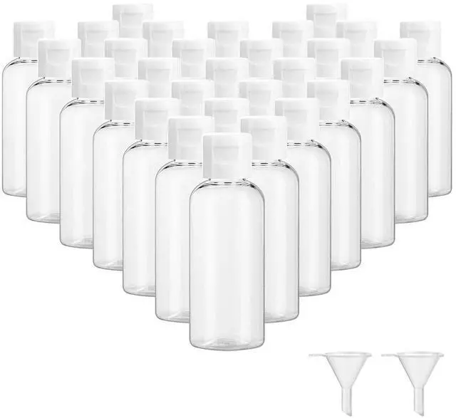 Main image of 30 Pcs 2 oz Clear Plastic Empty Bottles with Flip Cap for Travel Size Liquids
