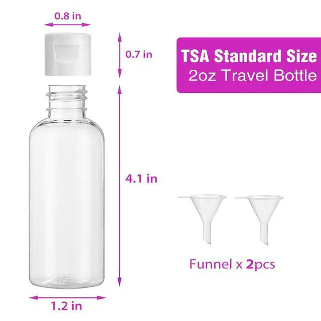 Alt view image 2 of 7 - 30 Pcs 2 oz Clear Plastic Empty Bottles with Flip Cap for Travel Size Liquids